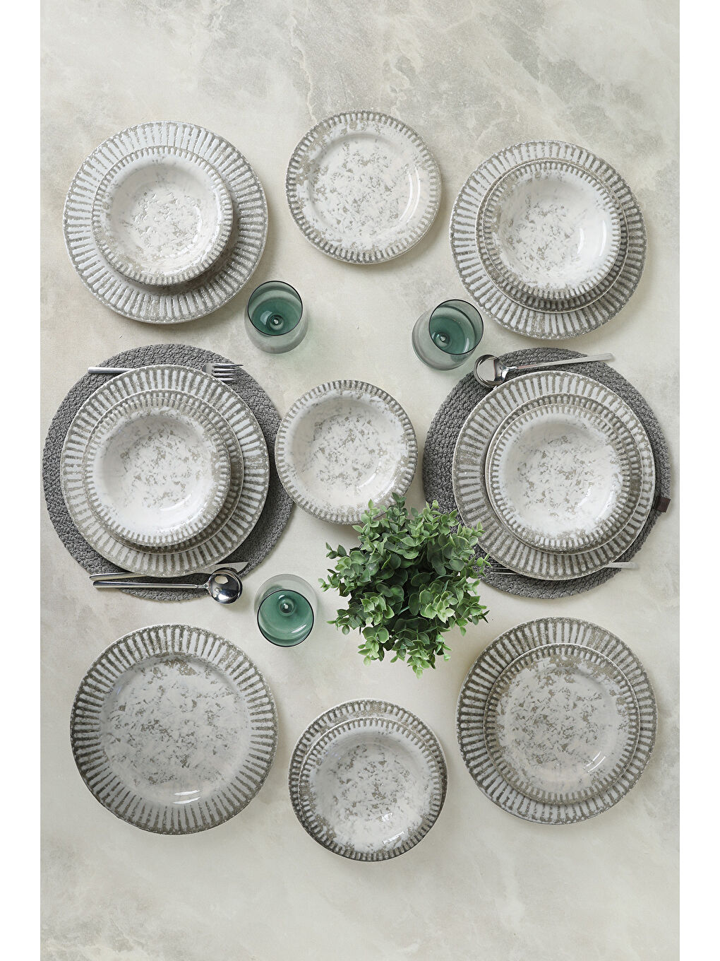 Karışık Deep  Moon Brown Assos Yemek Takımı 18 Parça 6 Kişilik-4