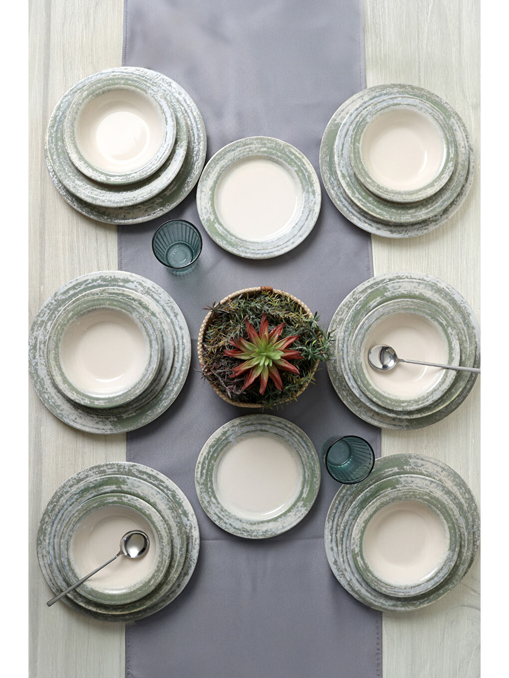 Karışık Deep Green Assos Yemek Takımı 24 Parça 6 Kişilik-4