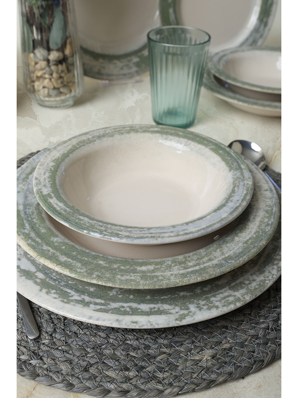 Karışık Deep Green Assos Yemek Takımı 24 Parça 6 Kişilik-5