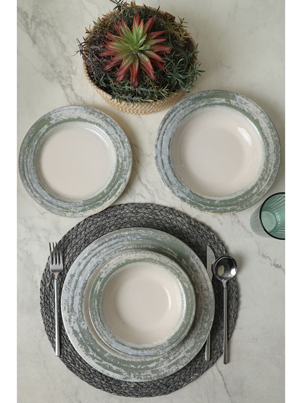 Karışık Deep Green Assos Yemek Takımı 24 Parça 6 Kişilik-6