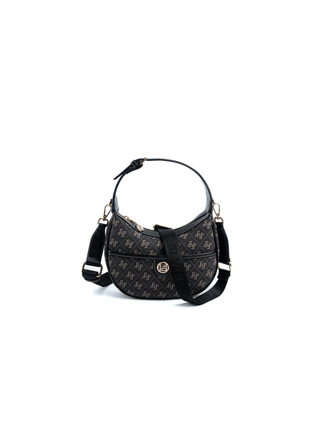 Gri Kadın Omuz Çantası 1194-48199 SILVER POLO BAYAN ÇANTASI M178 FÜME-MAT SİYAH-4