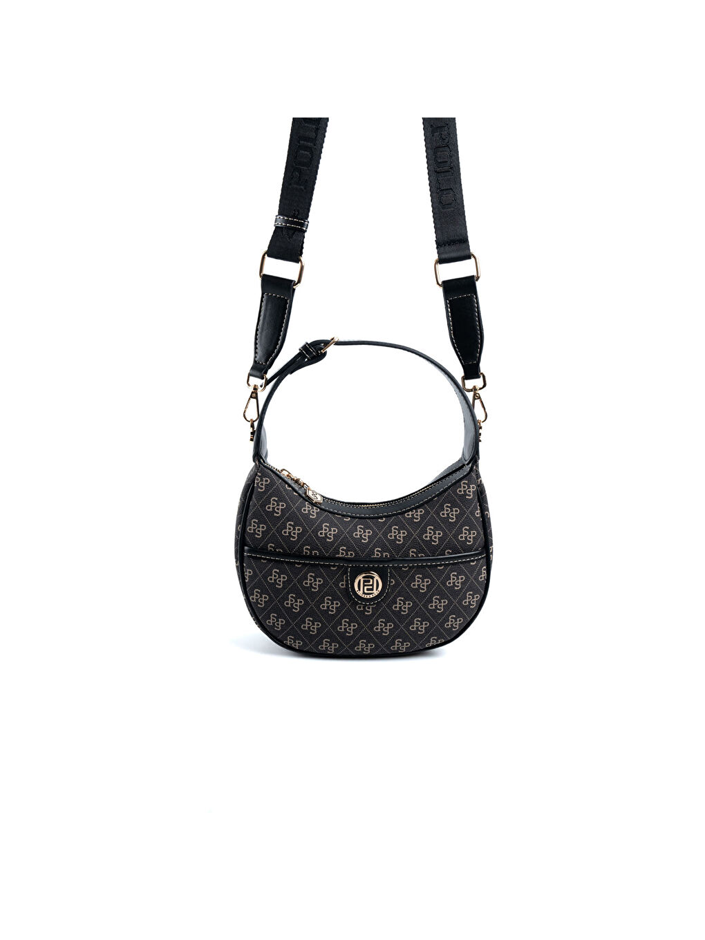 Gri Kadın Omuz Çantası 1194-48199 SILVER POLO BAYAN ÇANTASI M178 FÜME-MAT SİYAH-5