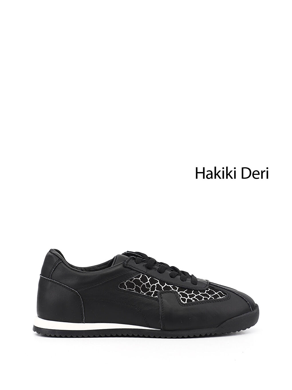 Siyah Kadın SİYAH Lastik Bağcıklı Hakiki Deri Sneaker