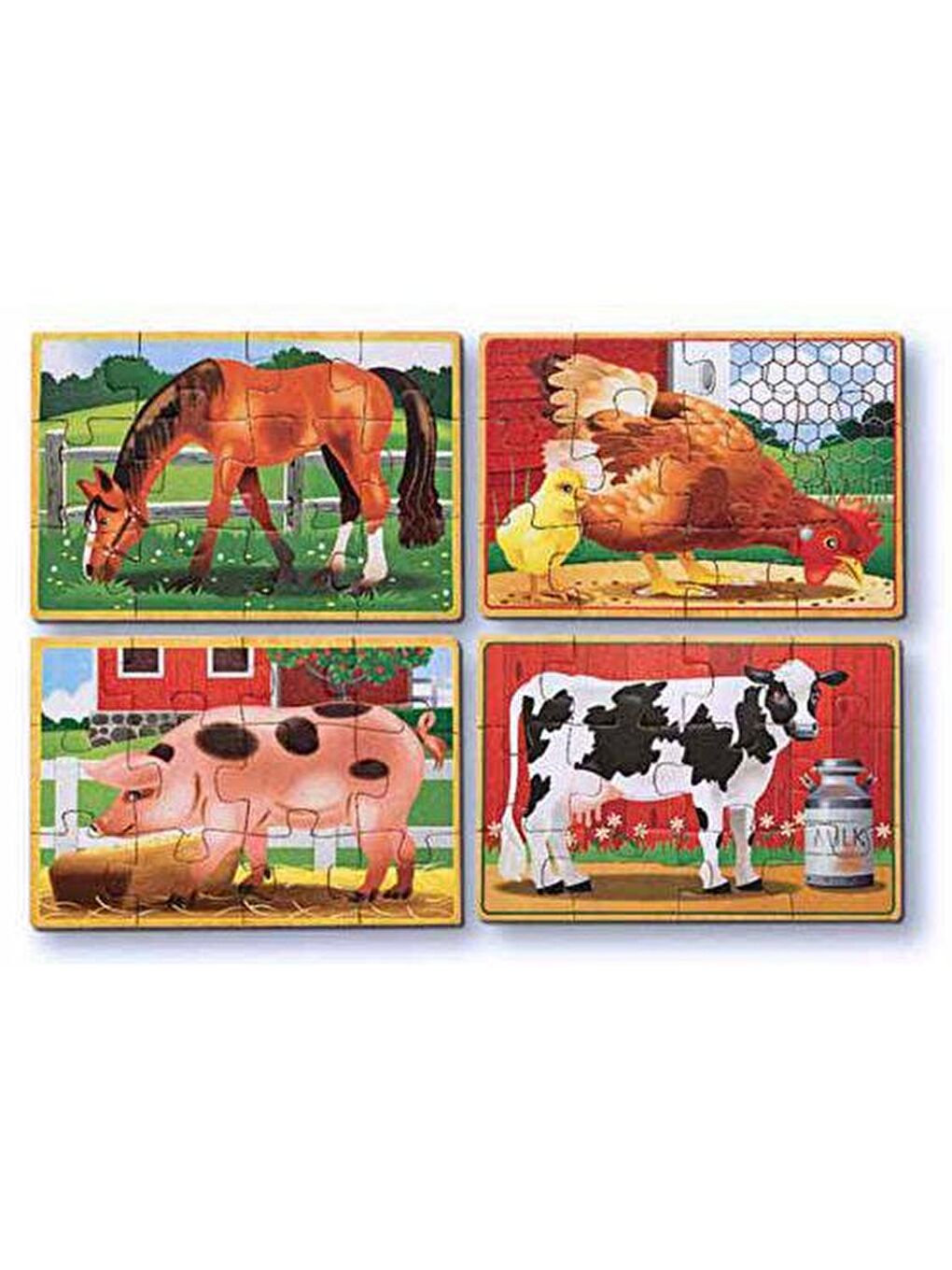 Melissa and Doug Karışık Ahşap 12x4 Yapboz Seti - Çiftlik Hayvanları - 1