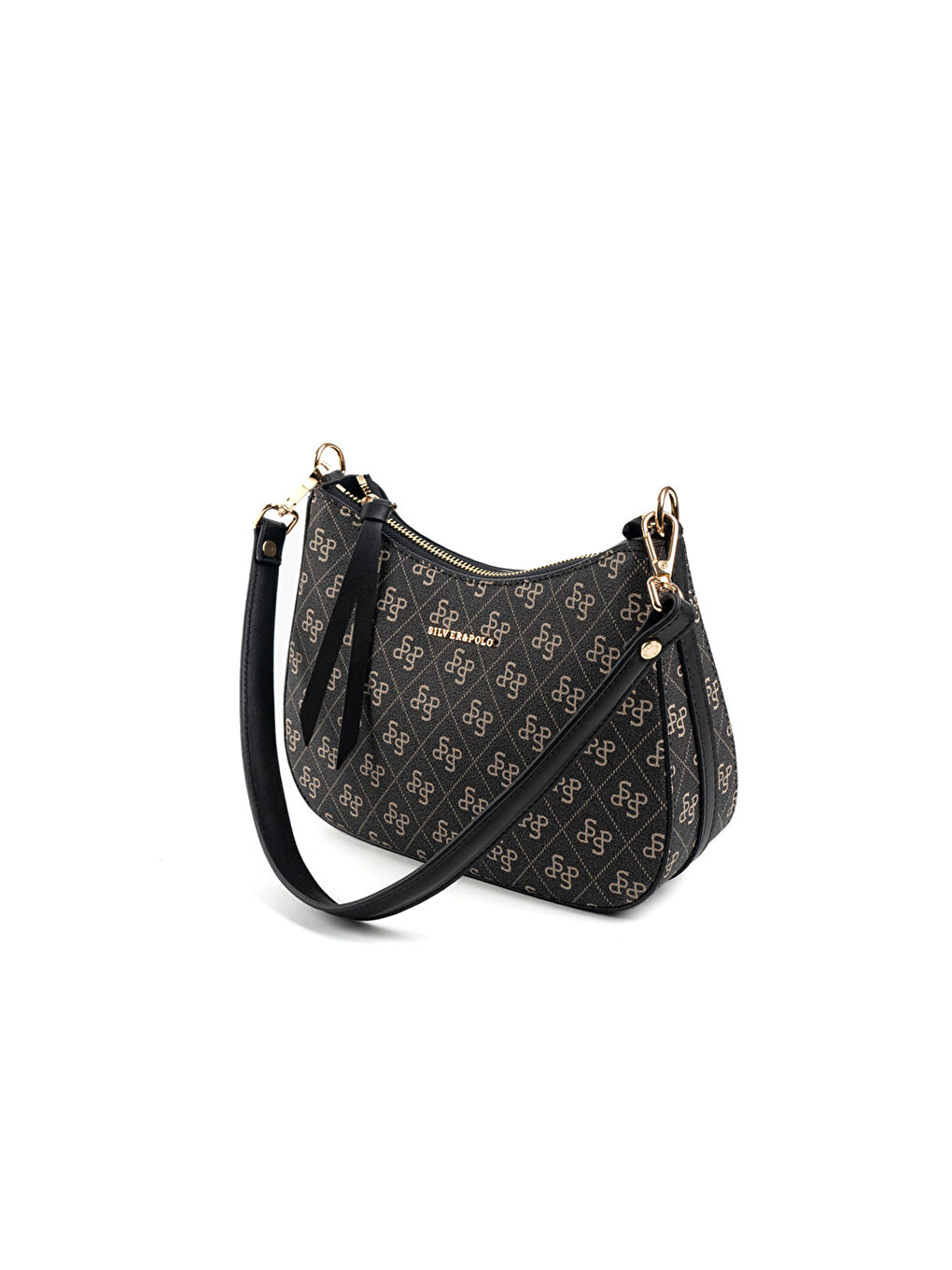 Gri Kadın Omuz Çantası 1259-48394 SILVER POLO BAYAN ÇANTASI M178 FÜME-MAT SİYAH-4