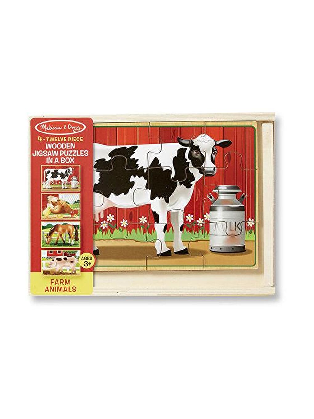 Melissa and Doug Karışık Ahşap 12x4 Yapboz Seti - Çiftlik Hayvanları - 4