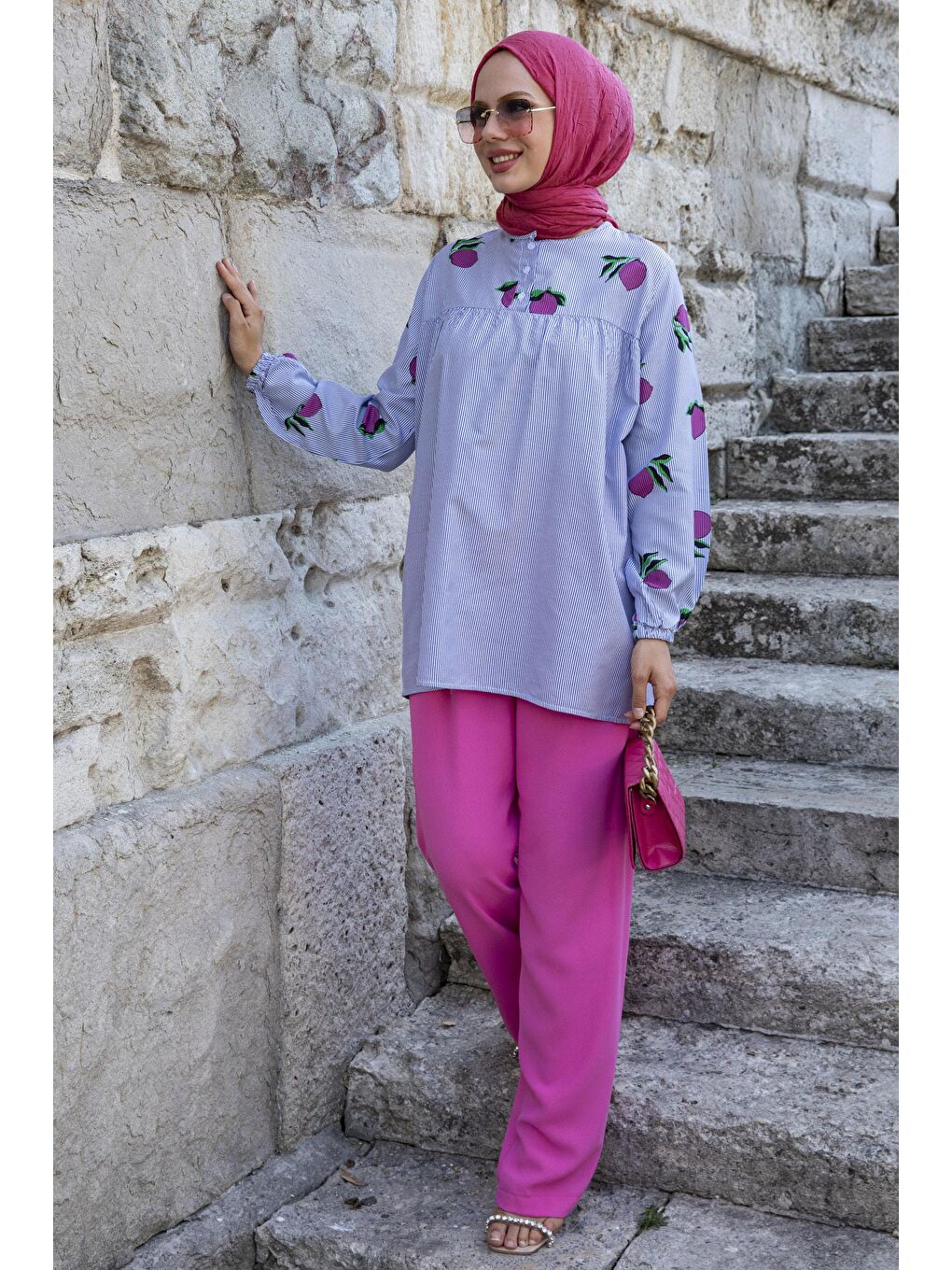 Bisiklet Yaka Kadın Fuşya Tunik - 10796