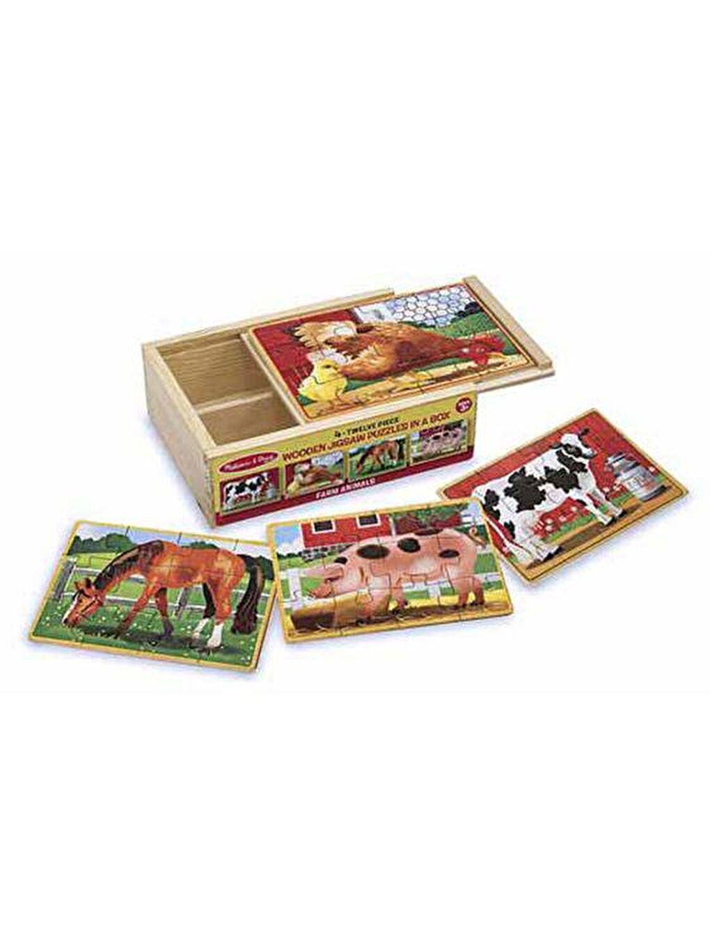 Melissa and Doug Karışık Ahşap 12x4 Yapboz Seti - Çiftlik Hayvanları - 2