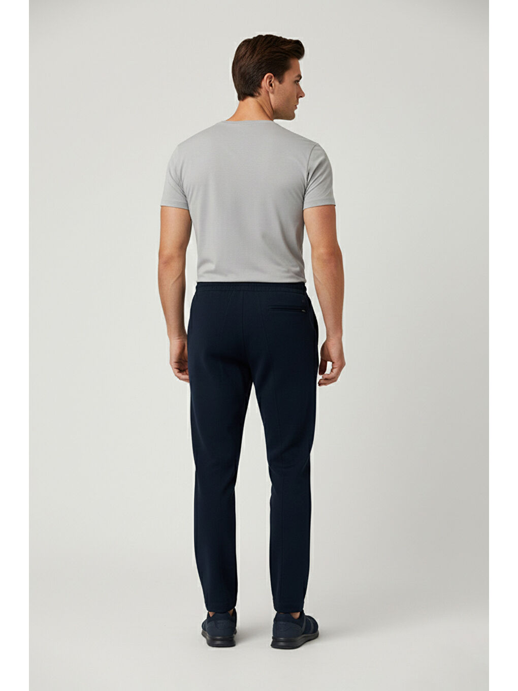 Lacivert Beli Bağlamalı Çimalı Baskılı Pantolon-1