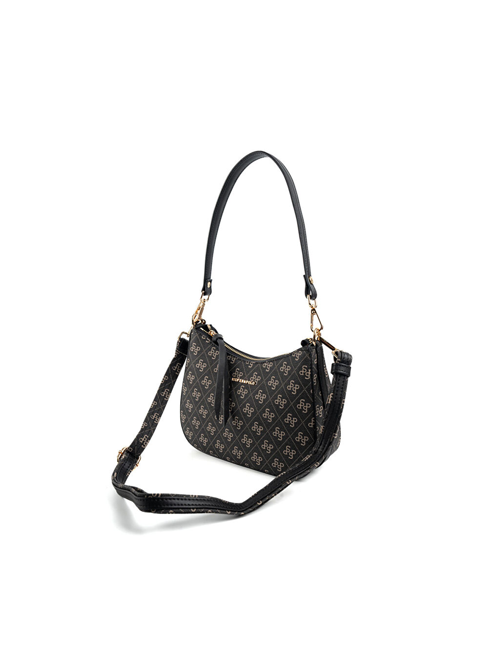 Gri Kadın Omuz Çantası 1259-48394 SILVER POLO BAYAN ÇANTASI M178 FÜME-MAT SİYAH-5