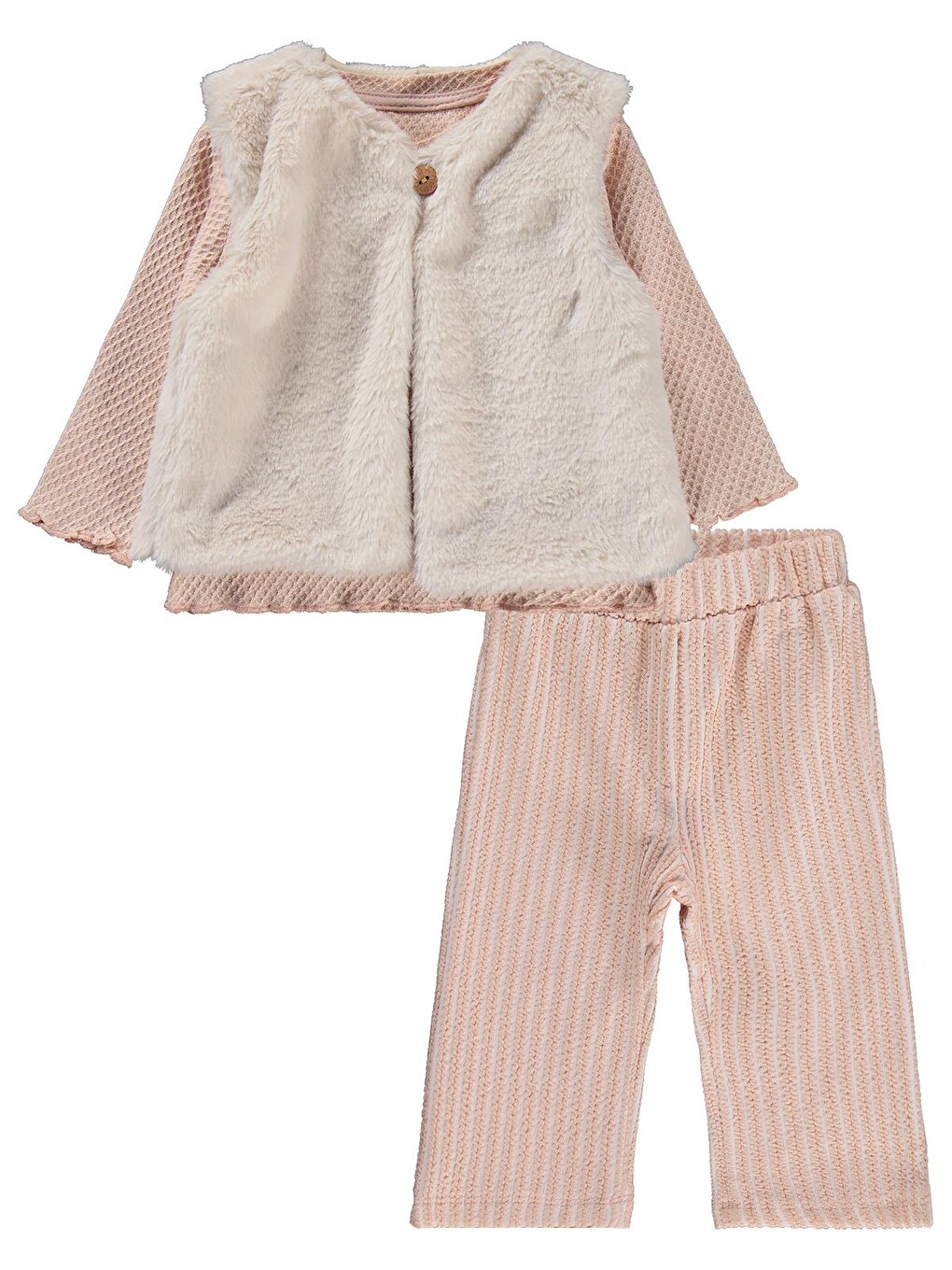 Pembe Baby Yelekli 6-18 Ay Takım - Pudra-2