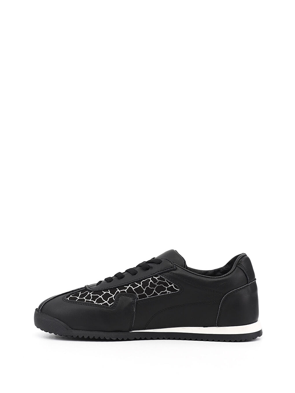 Siyah Kadın SİYAH Lastik Bağcıklı Hakiki Deri Sneaker-3