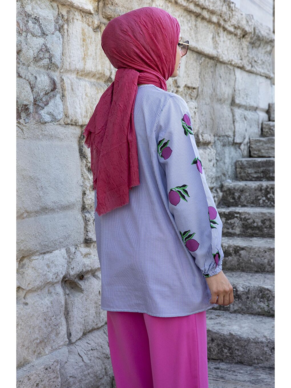 Bisiklet Yaka Kadın Fuşya Tunik - 10796-5