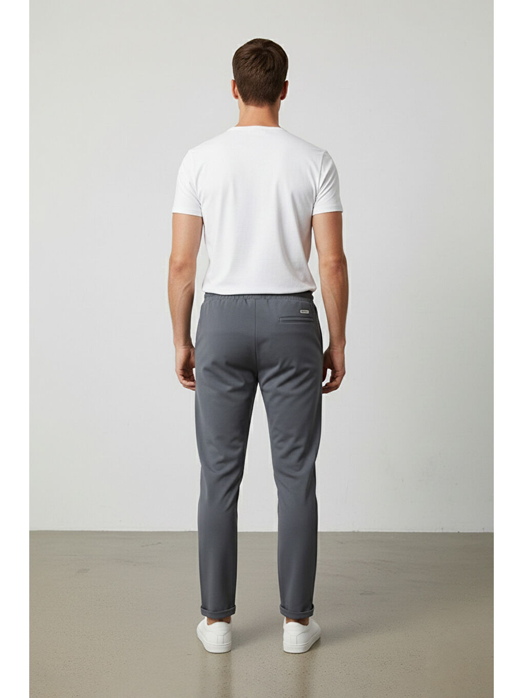 Gri Beli Bağlamalı Duble Paça Pantolon-1