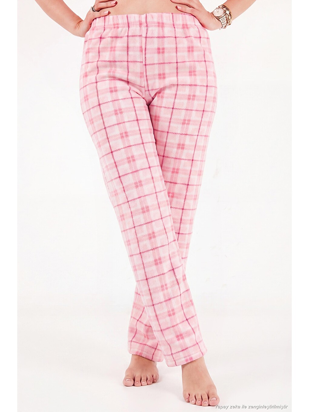 Pembe Desenli Yumuşak Dokulu Kışlık Polar Kadın Pijama Takımı 6575031-4