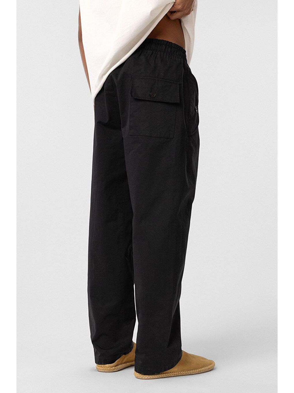Bağcıklı Baggy Gabardin Erkek Pantolon Siyah-5