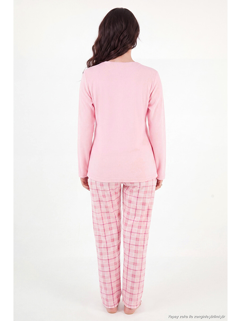 Pembe Desenli Yumuşak Dokulu Kışlık Polar Kadın Pijama Takımı 6575031-5