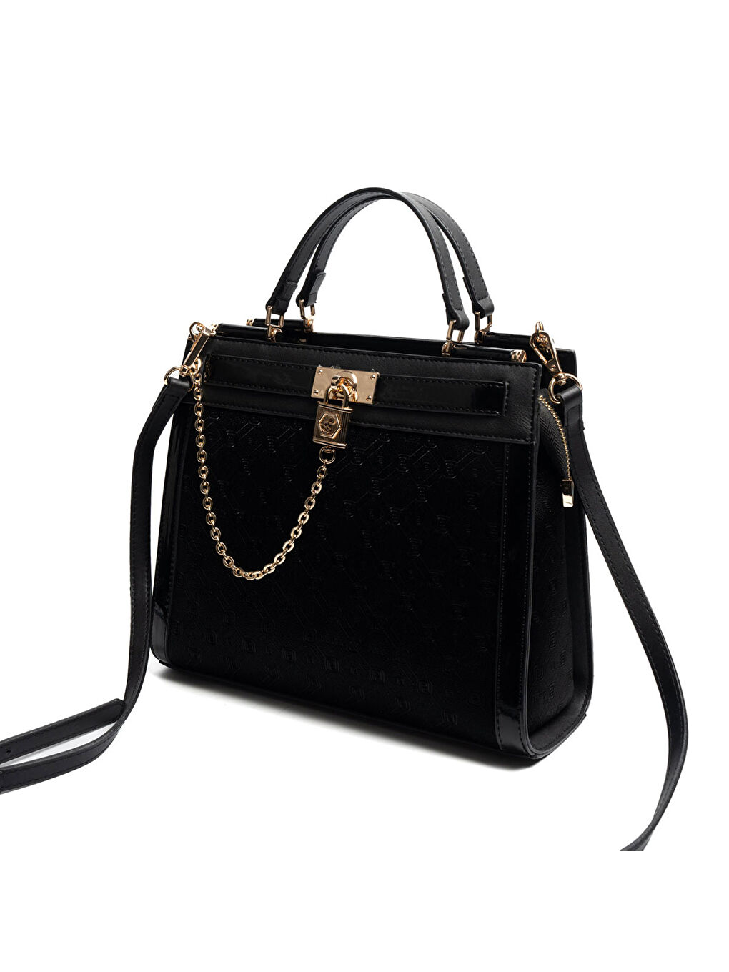 Siyah Kadın Omuz Çantası 1166-48349 SILVER POLO BAYAN ÇANTASI M158 SİYAH-MAT SİYAH-RUGAN SİYAH-4