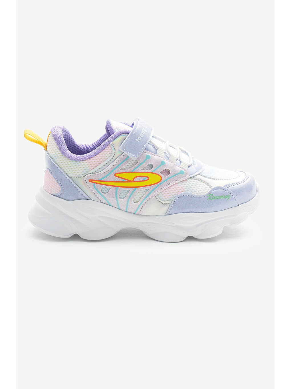 Çocuk Unisex Lila Faylon Taban Desenli Lastik Bağcıklı ve Cırtlı Spor Ayakkabı-1