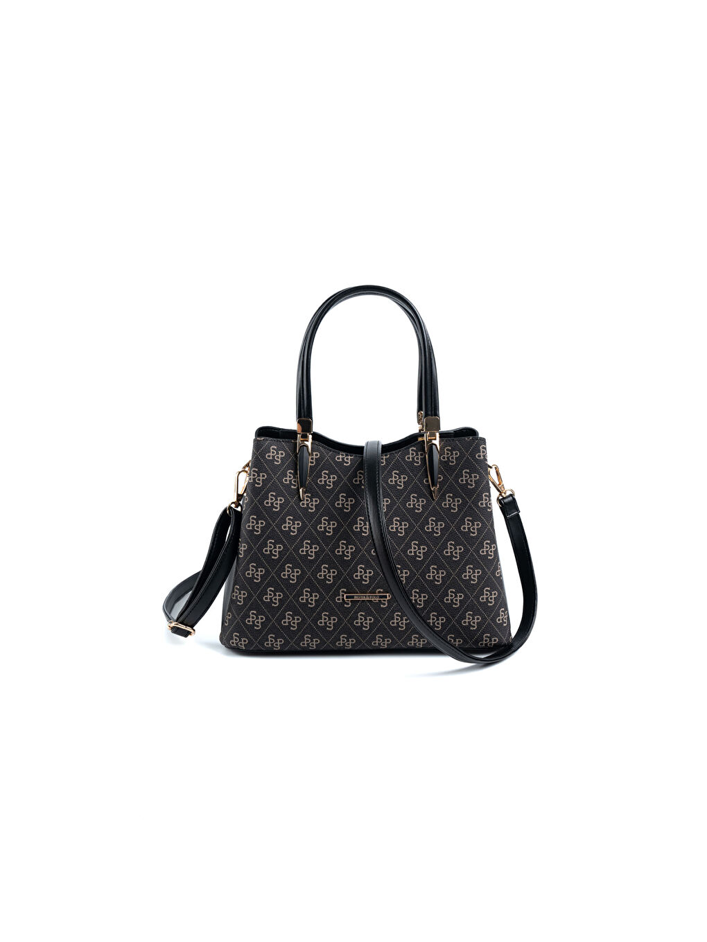 Gri Kadın Omuz Çantası 1205-48158 SILVER POLO BAYAN ÇANTASI M178 FÜME-MAT SİYAH-4