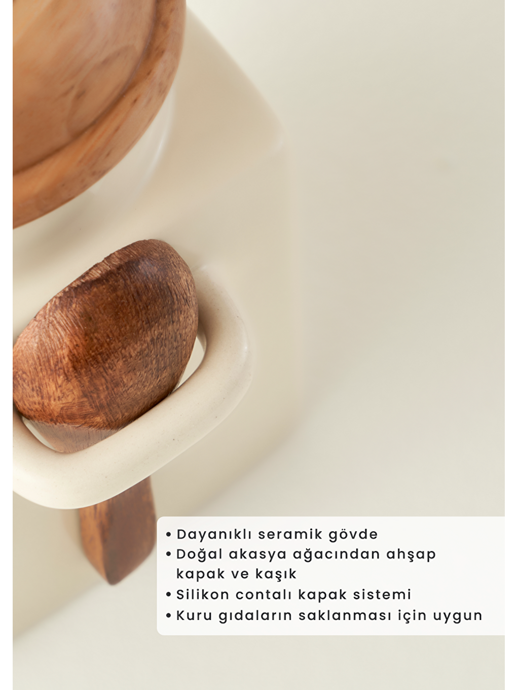 Ekru Hygge Seramik 5'li Kavanoz Seti Krem-3