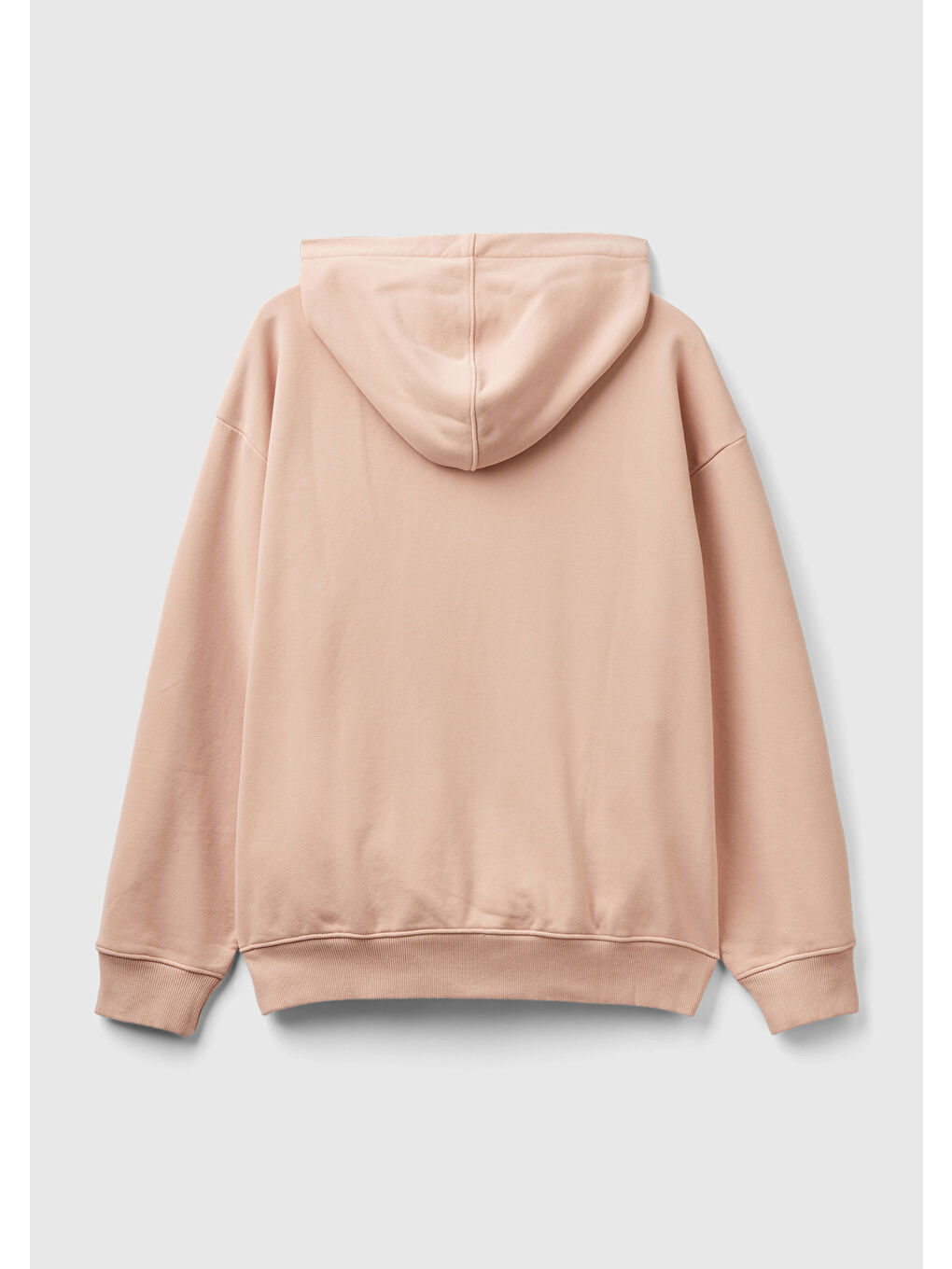 United Colors Of Benetton Pembe Erkek Pudra Pamuk Karışımlı Önü Logo Baskılı Kapüşonlu Sweatshirt - 3