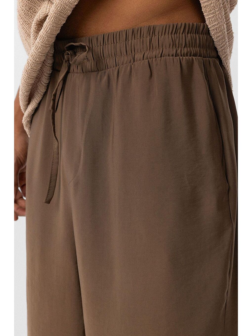 Kahverengi Baggy Fit Modal Kumaş Erkek Pantolon Kahve-5