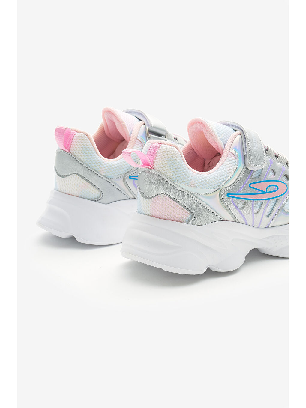 Çocuk Unisex Gri Faylon Taban Desenli Lastik Bağcıklı ve Cırtlı Spor Ayakkabı-4