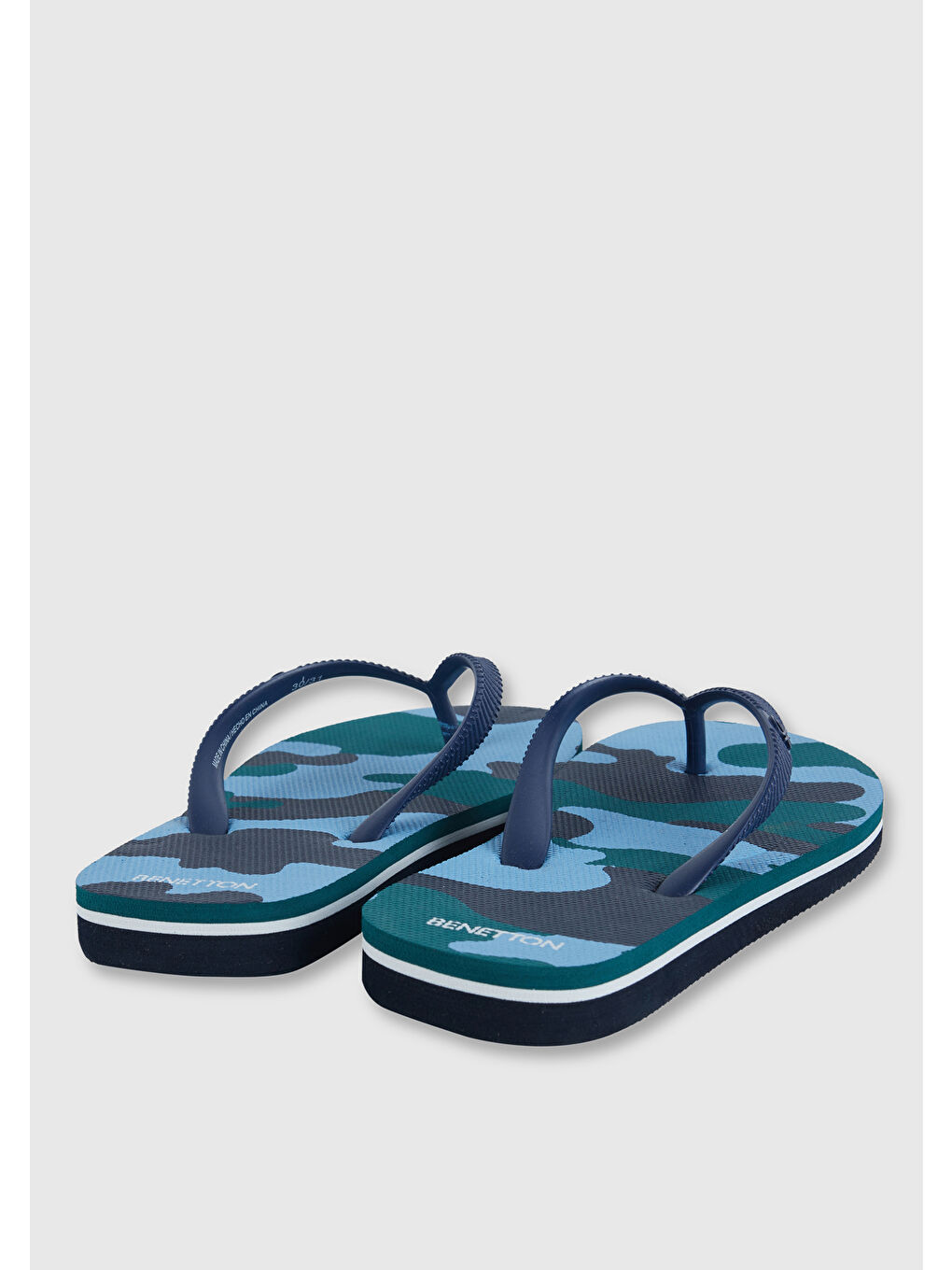 United Colors Of Benetton Mavi Erkek Çocuk Havacı Kamuflaj Desenli Flip Flop Plaj Terliği - 2