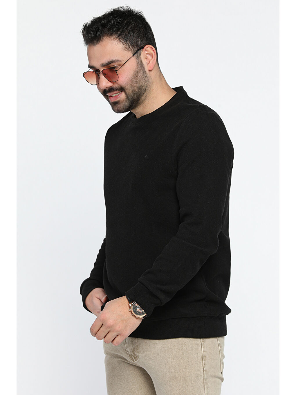 Mishar İtalia Siyah Erkek Bisiklet Yaka Sweatshirt