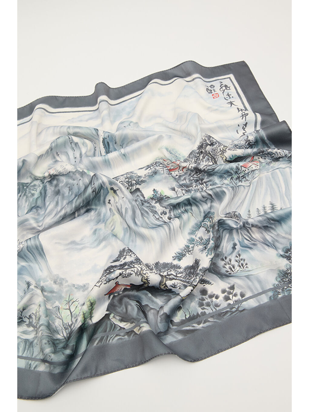 Desenli Saten Boyun Fuları Valley-Antrasit-3