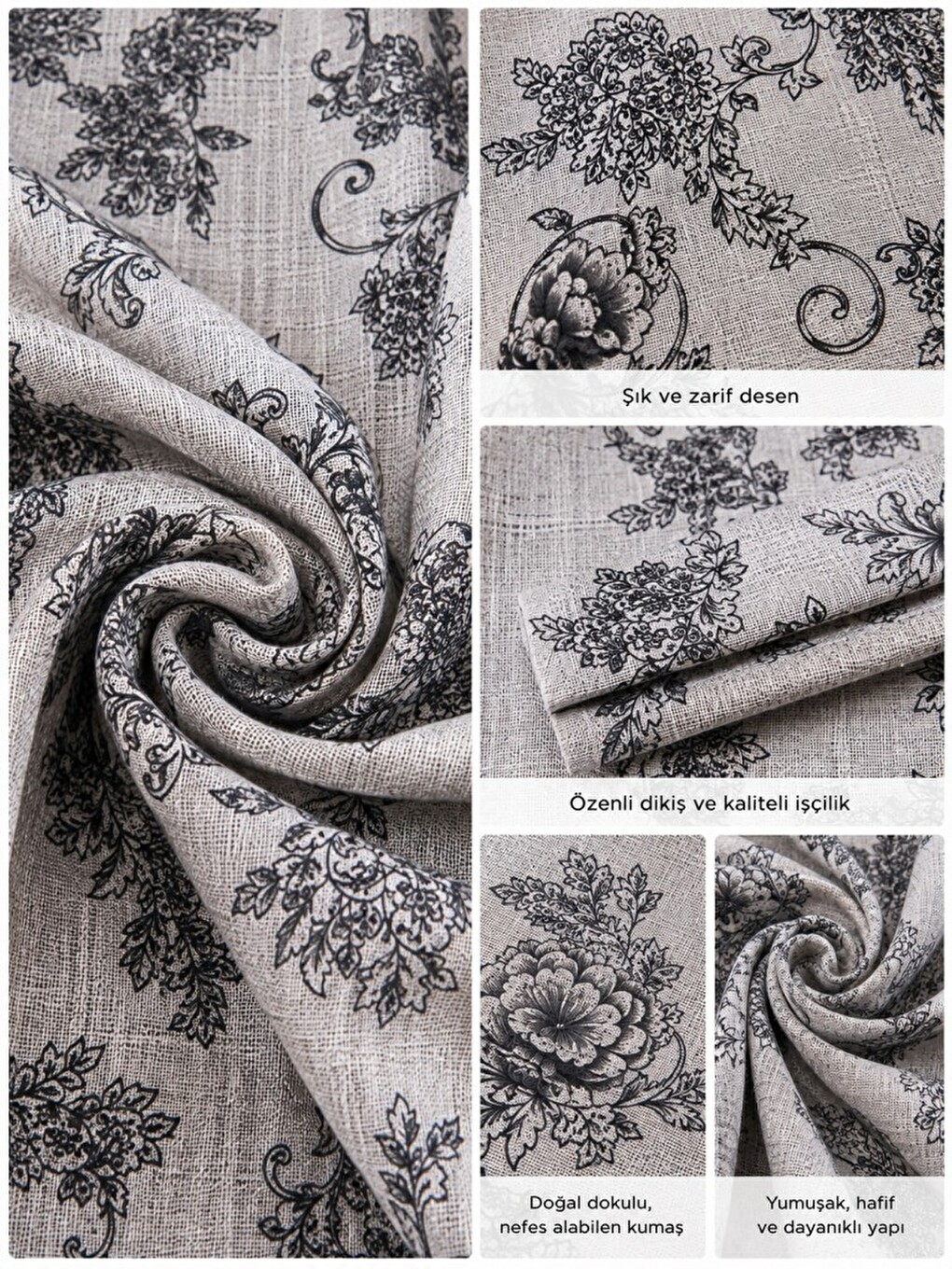 Gri Çift Kişilik Pike Yatak Örtüsü %100 Pamuk 220x230-1