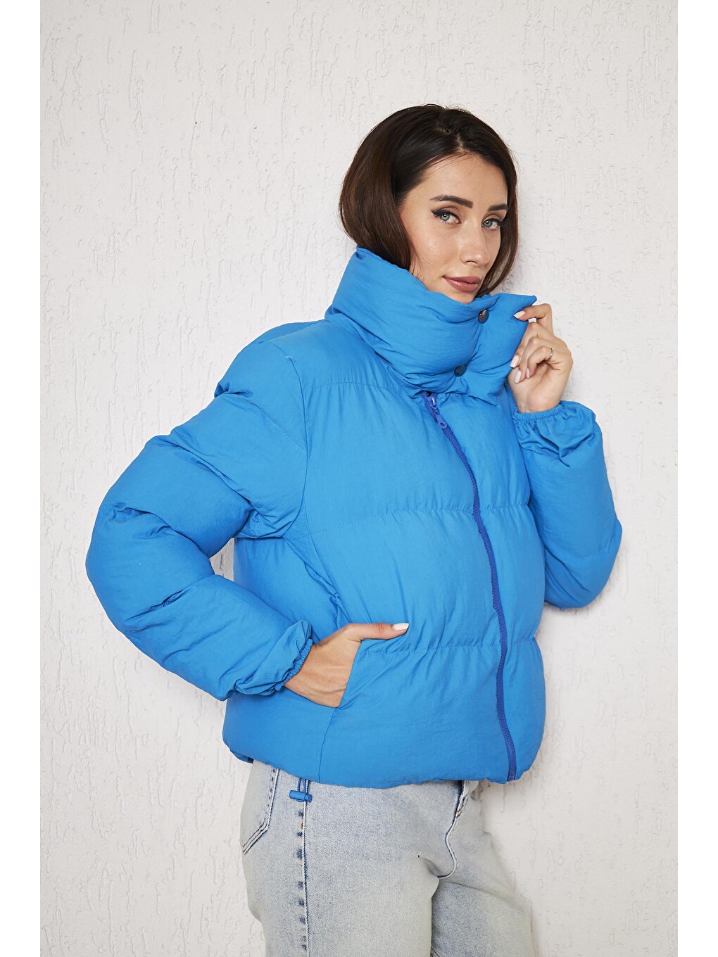 Mavi Kadın Oversize Şişme Mont
