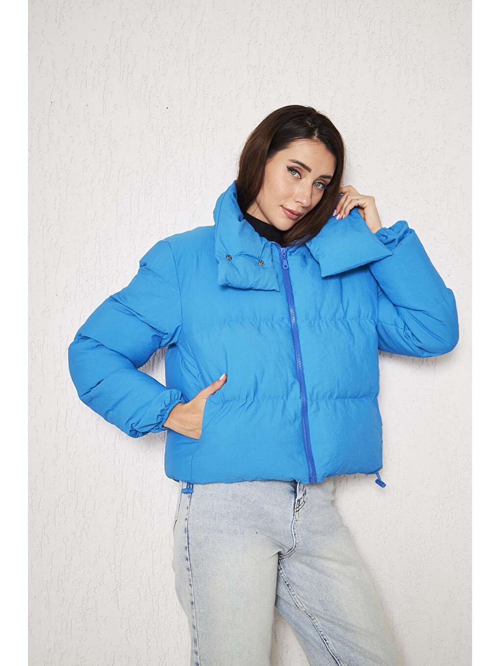 Mavi Kadın Oversize Şişme Mont-3
