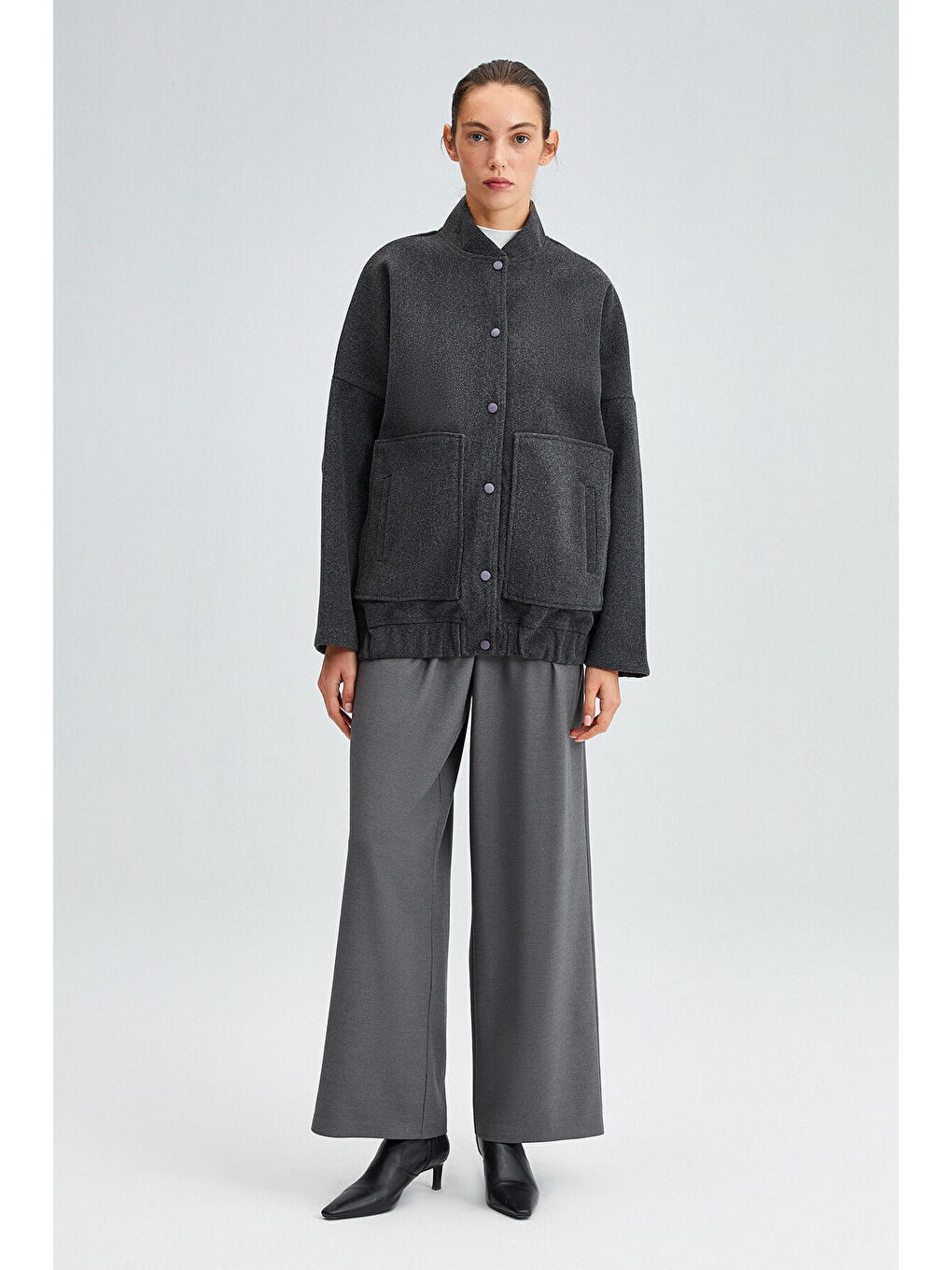 Antrasit Geniş Cepli Bomber Ceket-1