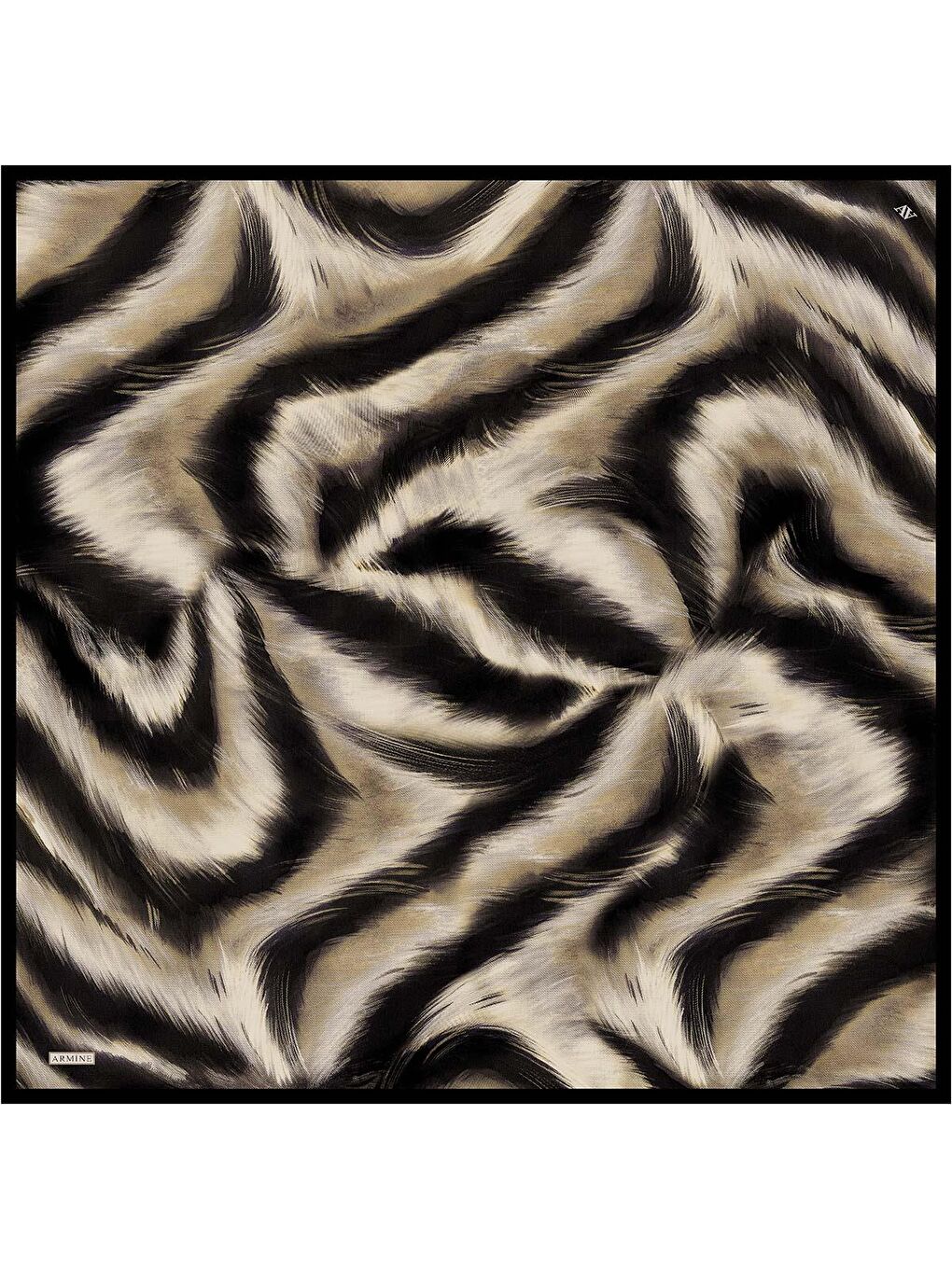 Kahverengi Leopar Desenli Saf İpek Twill Eşarp 9432D 02-3