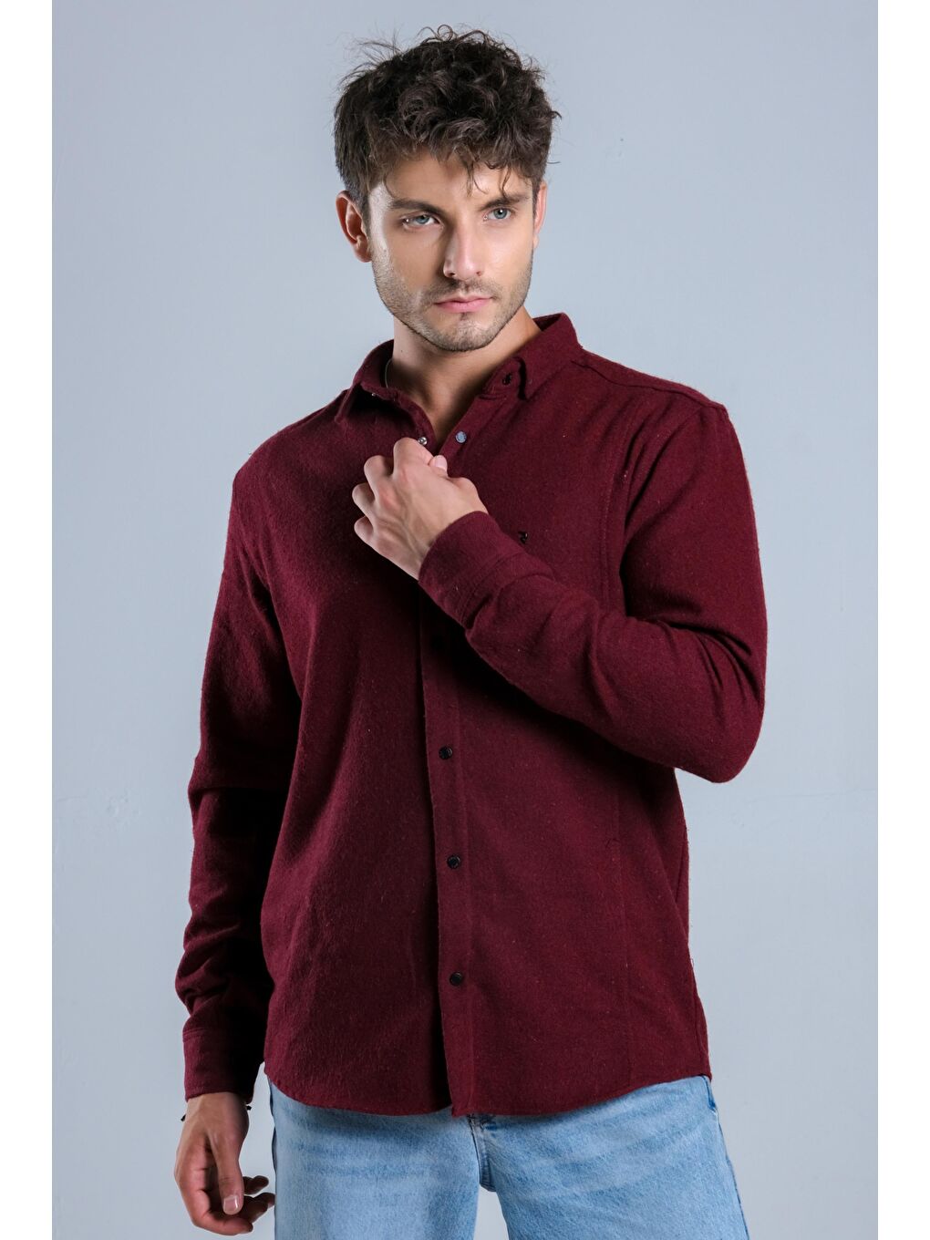 Bordo Kışlık Kaşe Gömlek MAR 4157
