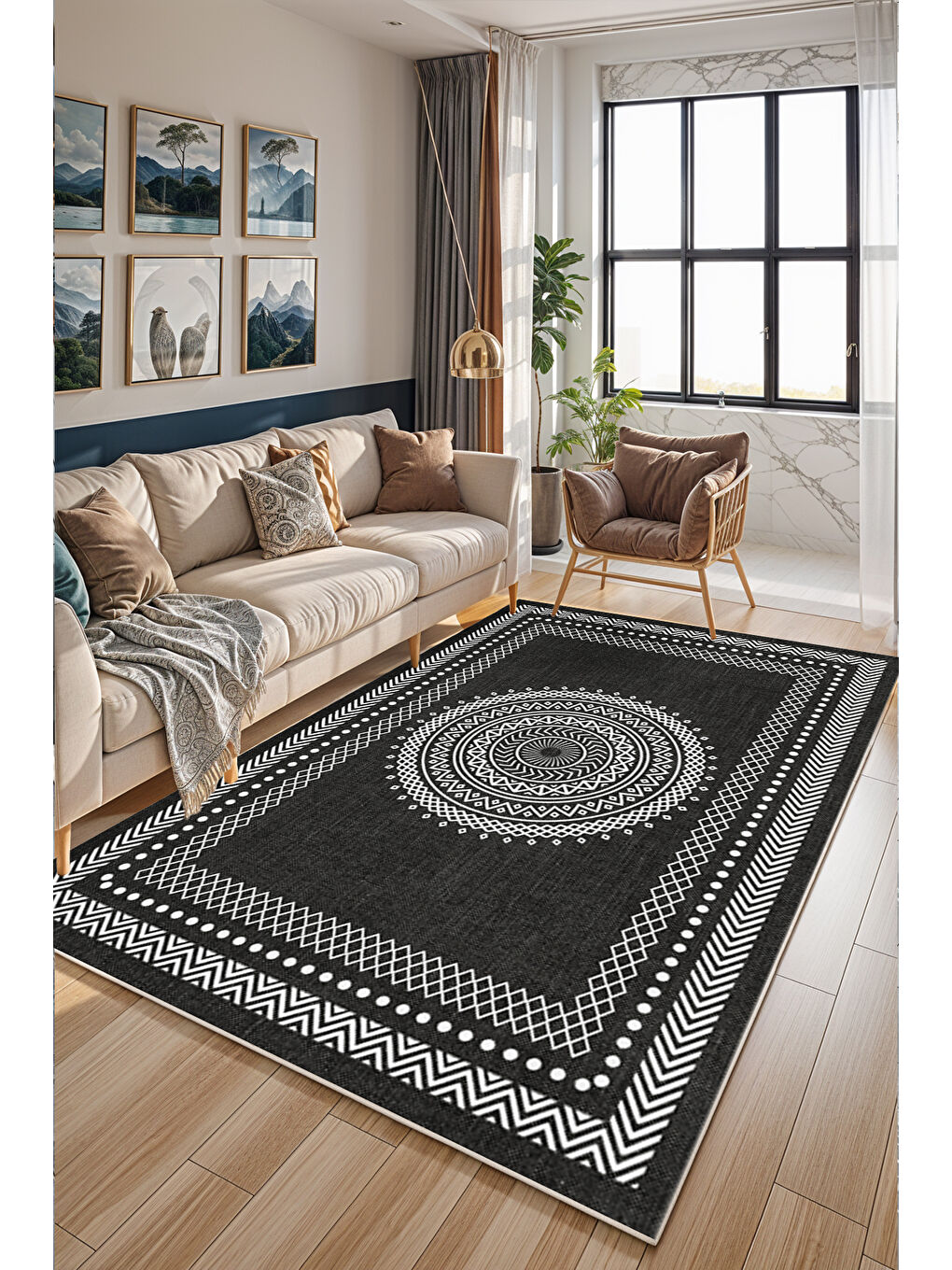 Siyah Dekoratif Soft Modern Kaymaz Yıkanabilir Salon Halısı Mutfak Halısı Koridor Halısı Yolluk-2