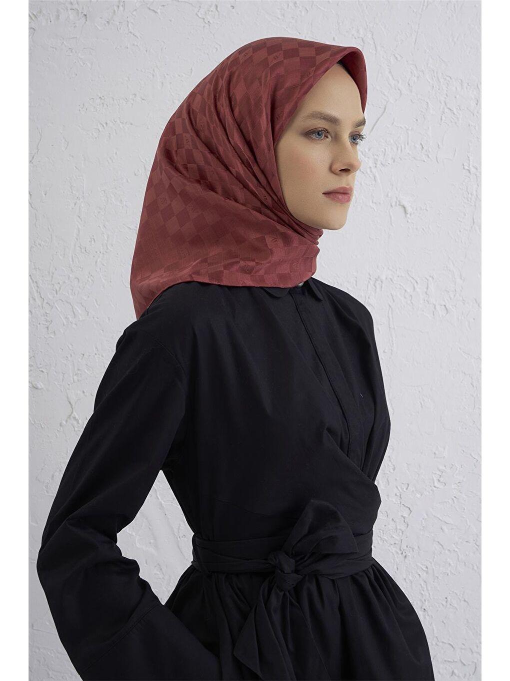 Pembe Elegance İpek Pamuk Dama Eşarp 32