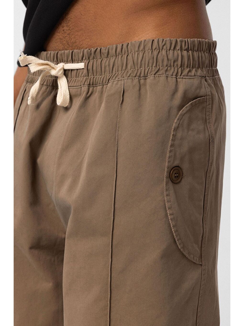 Bej Bağcıklı Baggy Gabardin Erkek Pantolon Vizon-4