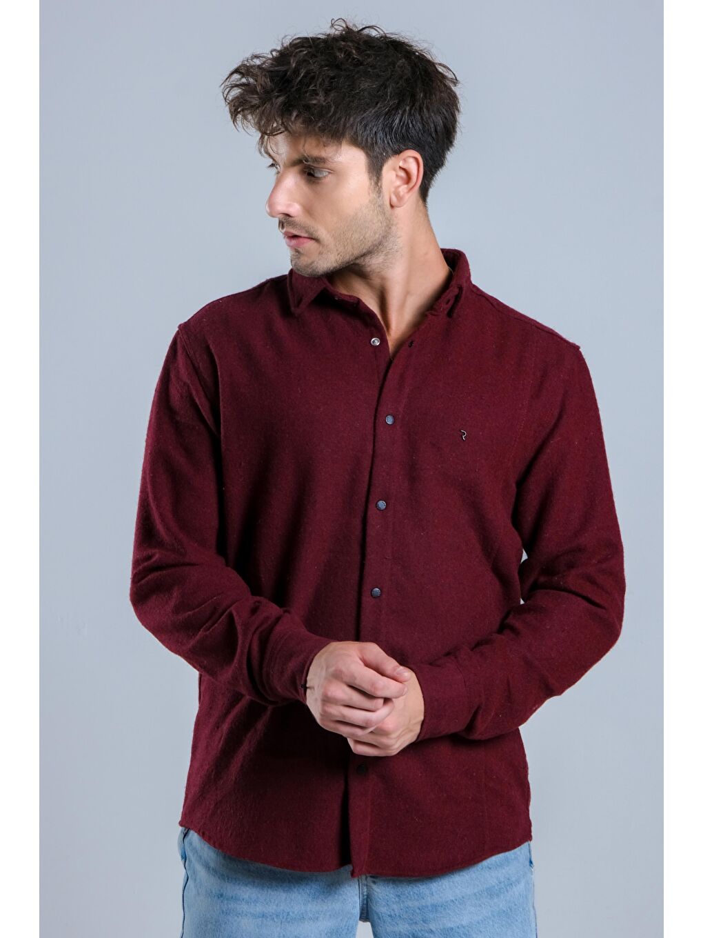 Bordo Kışlık Kaşe Gömlek MAR 4157-1