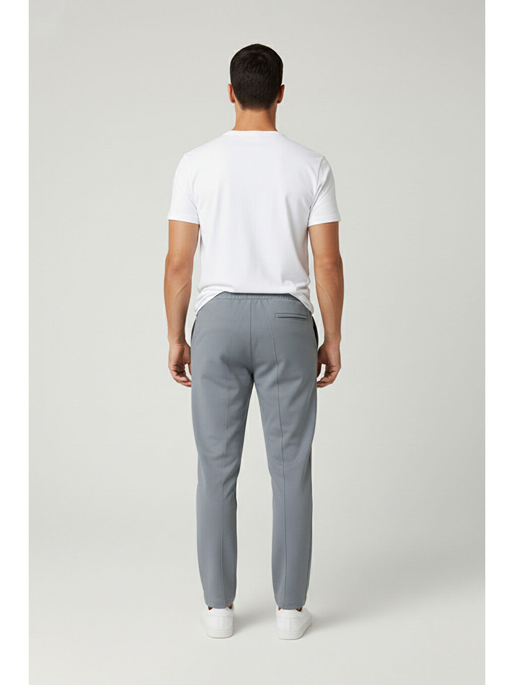 Gri Beli Bağlamalı Çimalı Baskılı Pantolon-1