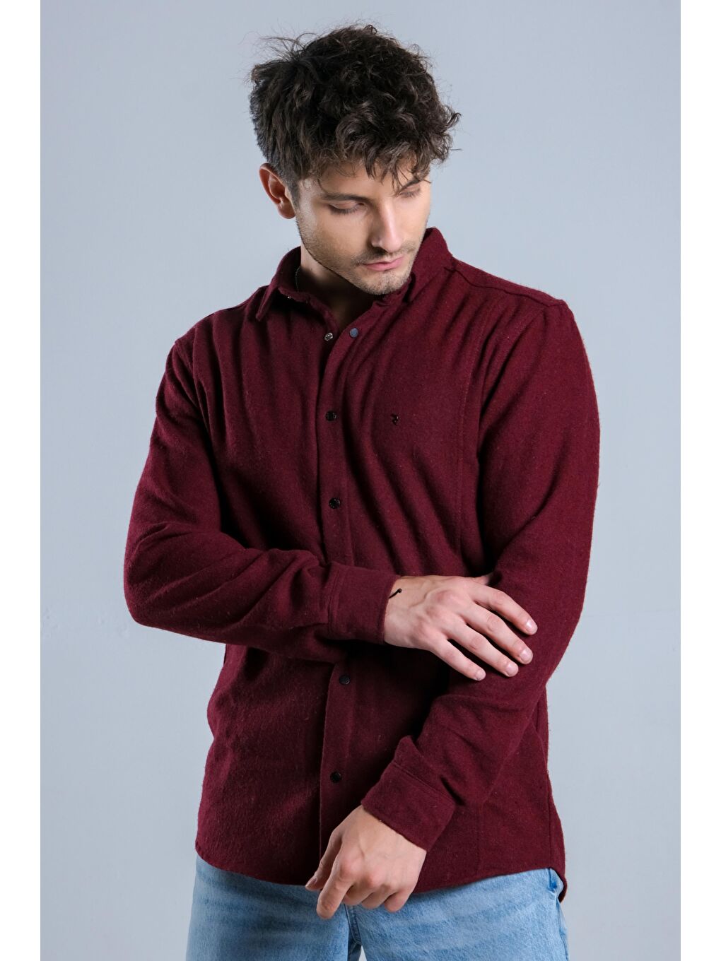 Bordo Kışlık Kaşe Gömlek MAR 4157-2
