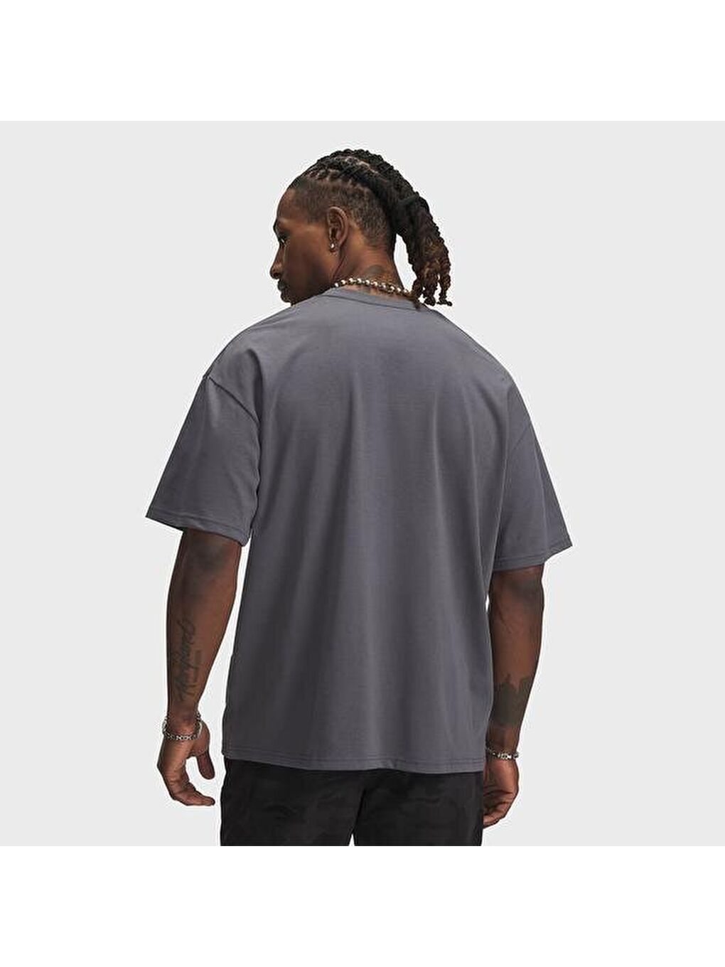 Heavyweight U Logo Erkek Gri Bisiklet Yaka Tişört-2