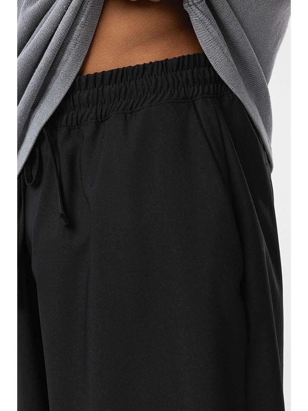 Bel Lastikli Baggy Erkek Pantolon Siyah-5