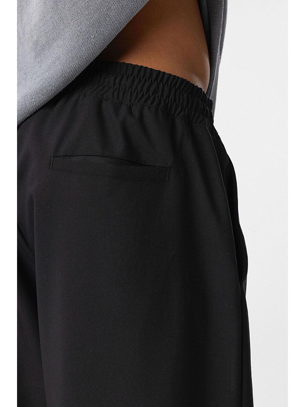 Bel Lastikli Baggy Erkek Pantolon Siyah-6