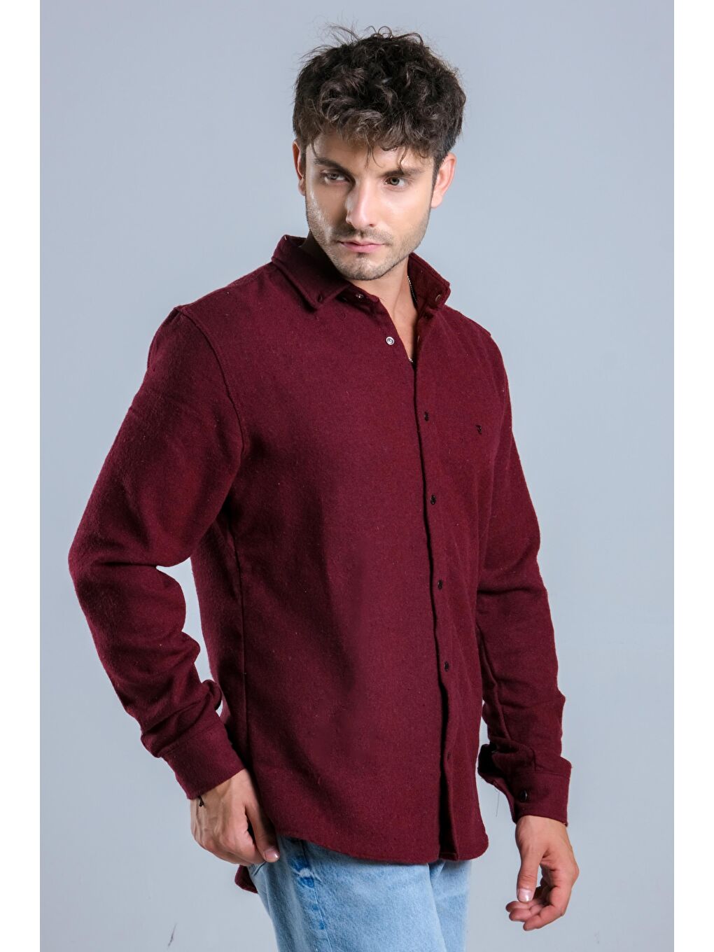 Bordo Kışlık Kaşe Gömlek MAR 4157-3