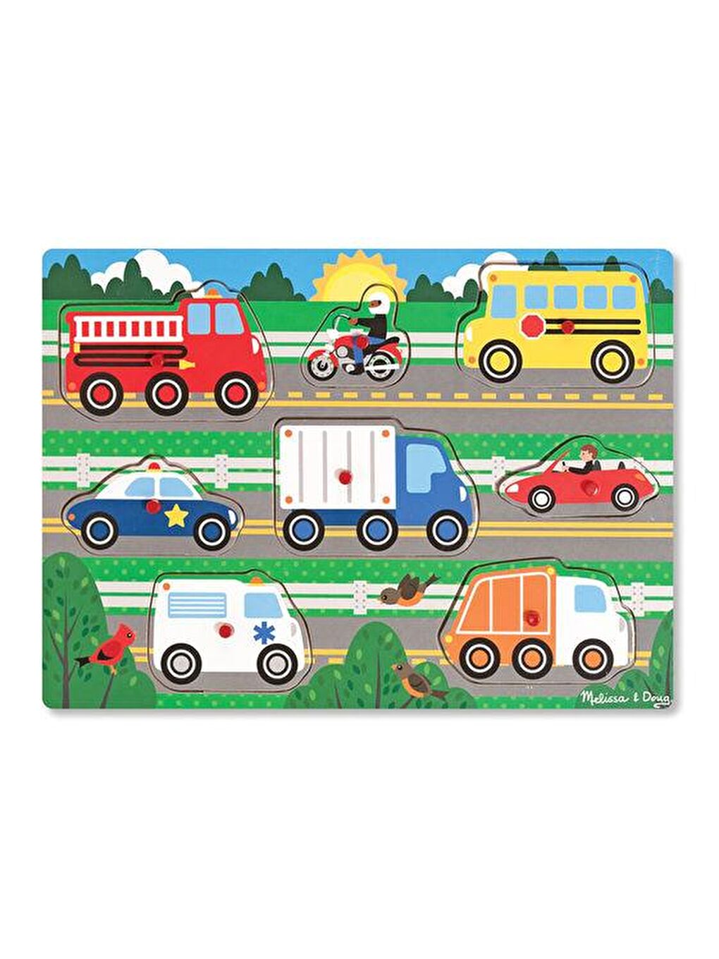 Melissa and Doug Karışık Ahşap Tutmalı Yapboz - Araçlar Yeni - 1