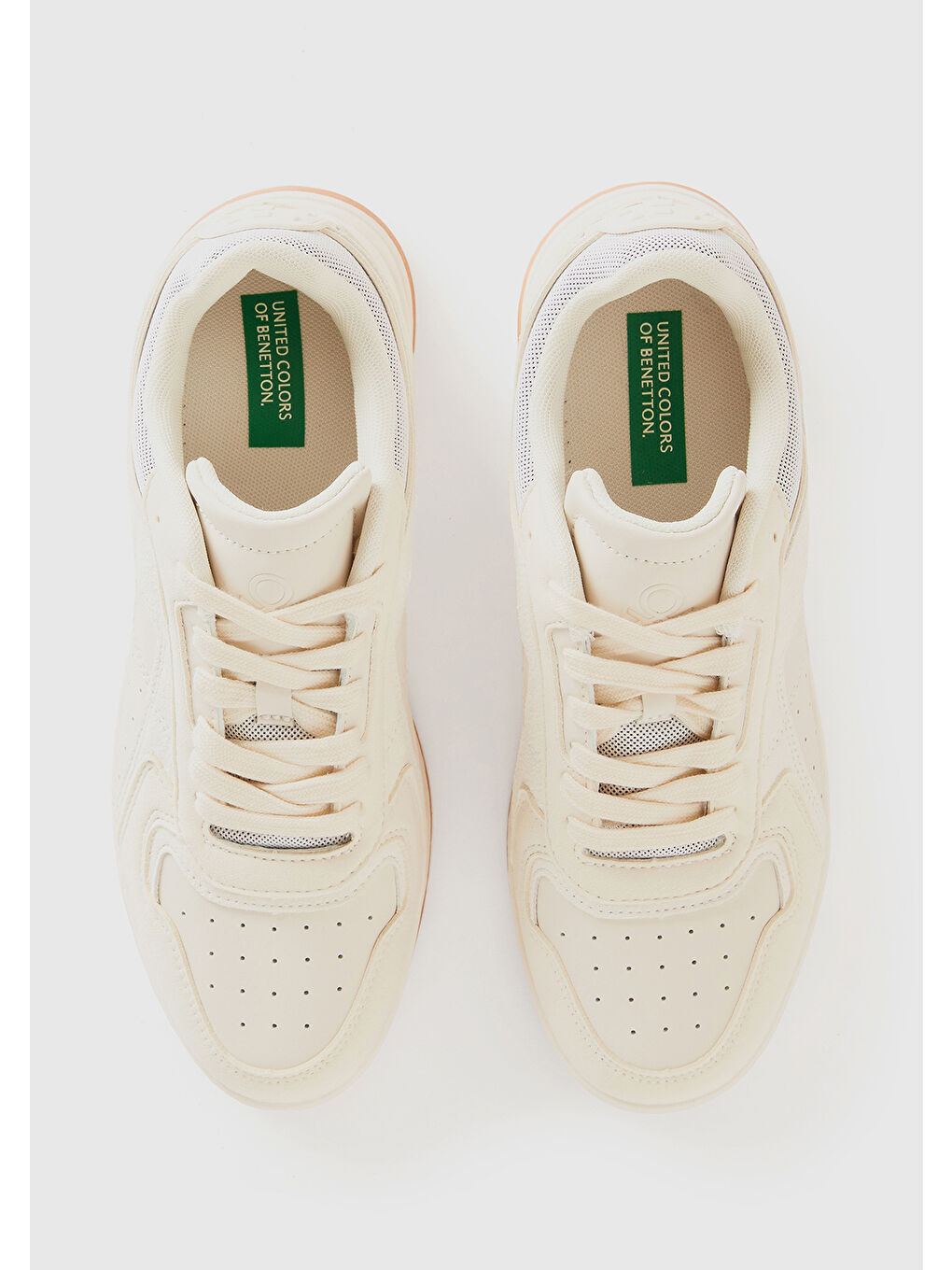 Ekru Kadın Krem İki Renkli Bağcıklı Spor Ayakkabı-3