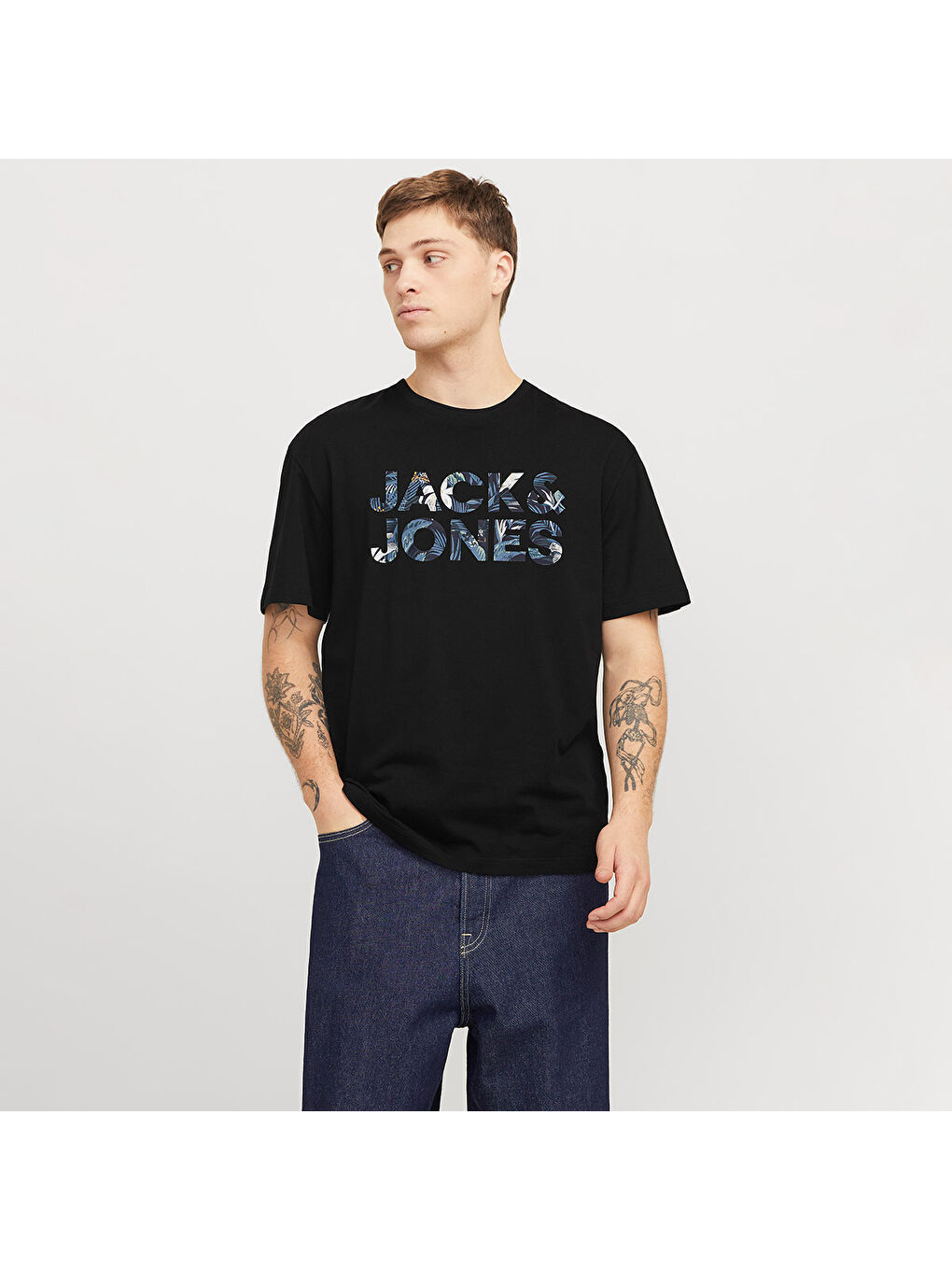 Bryan Corp Logo O Neck Erkek Siyah Yuvarlak Yaka Tişört